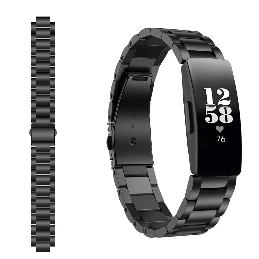 16mm Stainless Steel Watch Band For Fitbit Inspire HR-Black