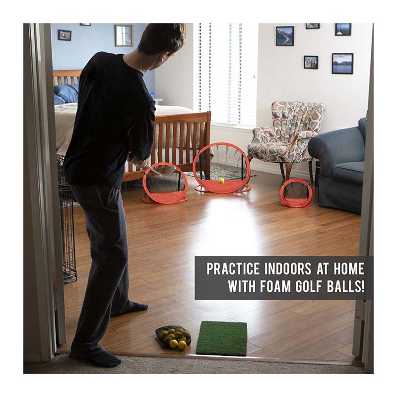 3 Piece Golf Chipping Practice Net Target System with Carrying Case-Green