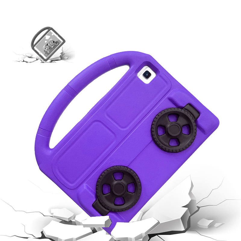 Wheel Samsung Tablet Case For Tab S P6 Lite/A7 (2020)/S5E (2019) Shockproof Stand Cover With Handle Stand-Purple