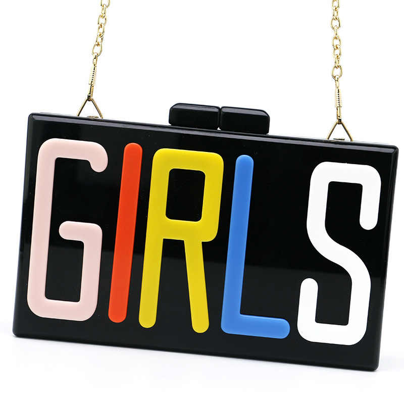 Acrylic Letter Square Box Shoulder HandBags For Wedding Party Purse
