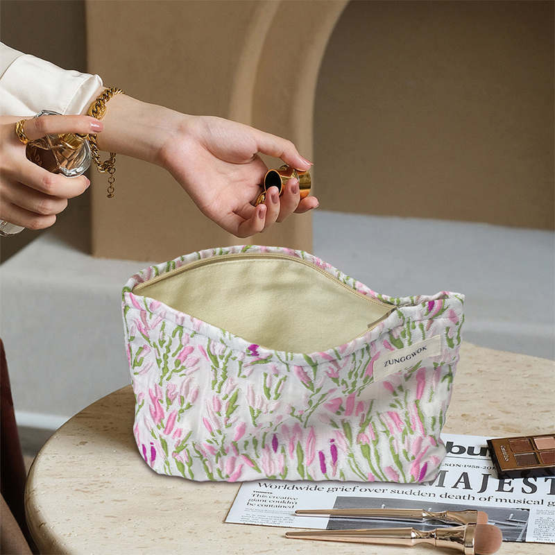Floral Makeup Bag Travel Cosmetic Organizer for Women and Girls-Willow