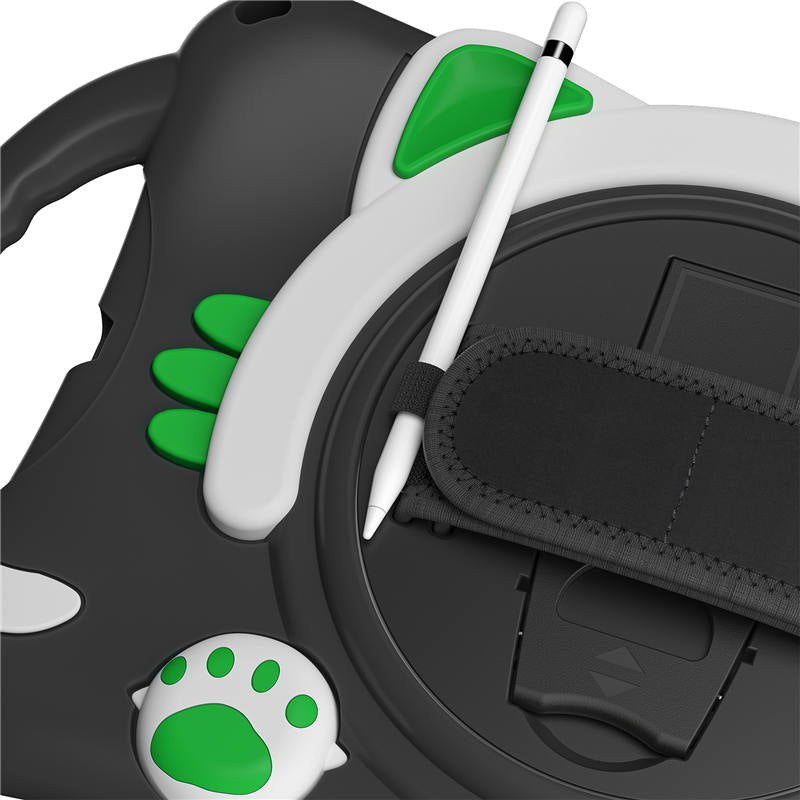 CatA iPad Silicone Case For iPad Mini 5 4 3 2 1 Built-in Handle Stand With a Strap-Black Green
