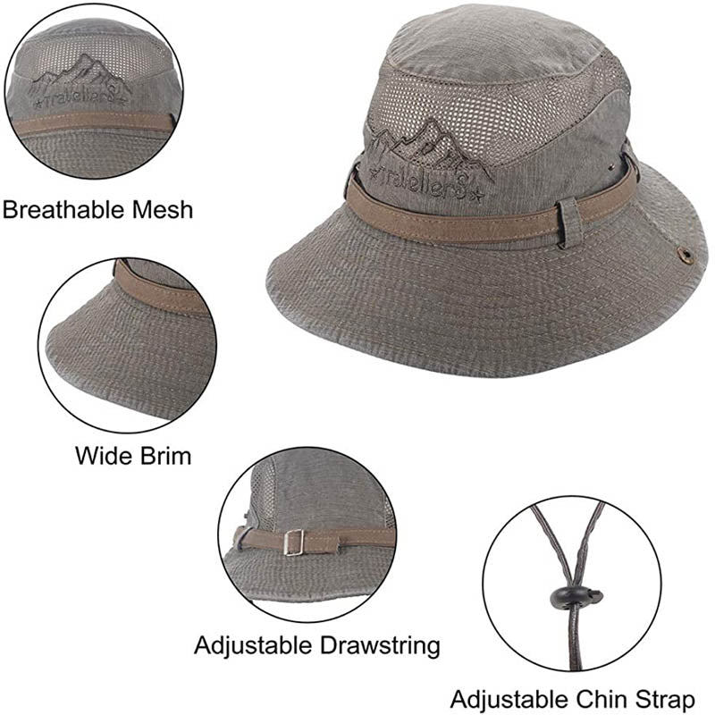 Sun Hat Wide Brim Fisherman Hat Safari Boonie Hat-Army Green