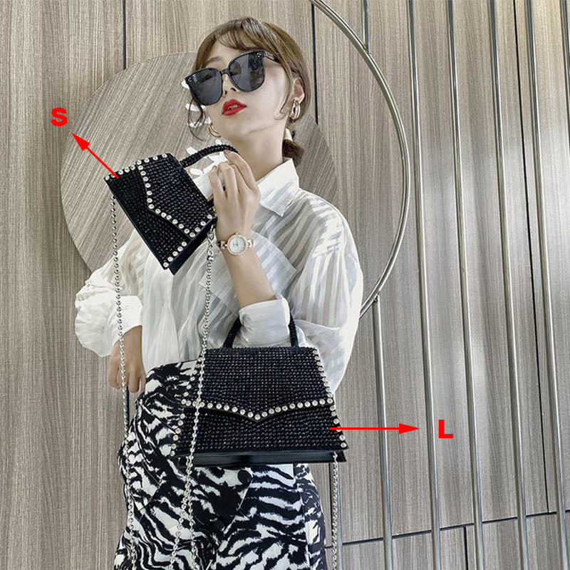 Glitter Rhinestone Crossbody Evening Bag Bling Clutch Purse for Women-Black