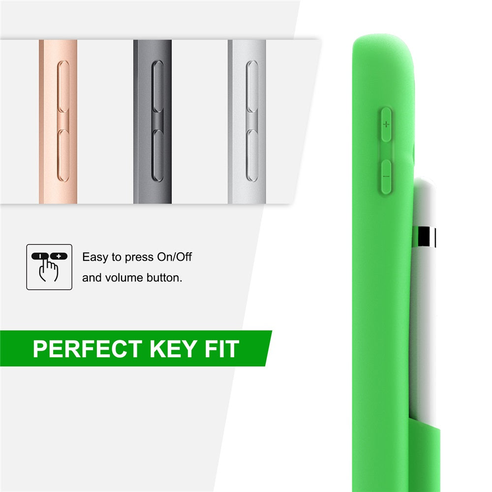 Shock Wave Kickstand Case Anti-Fall Protection With Pencil Holder+Cap For New iPad 7 10.2inch(2019)-Green