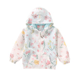 Girls Rain Jackets Lightweight Hooded Cotton Raincoats Windbreakers for Kids-WhitePlant