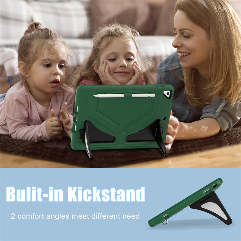 Tablet Case Rugged with Kickstand for iPad 6th/5th Generation 2018/2017-GreenBlack