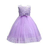 Girls Tulle Lace Flower Princess Wedding Dress For Toddler And Baby Girl-Light Purple