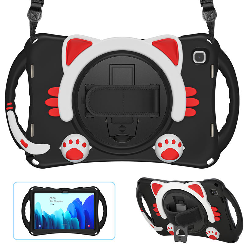 CatA Samsung Tablet for Tab A7 10.4 T500/T505/T507/T505N Built-in Handle Stand With a Strap-Black Red