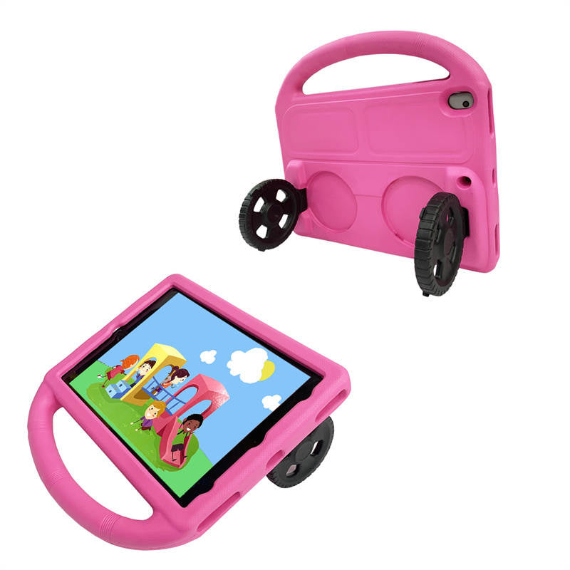 Wheel iPad Case For iPad 7/8/9 Air 3 Pro 10.5 inch Shockproof Stand Cover With Handle Stand-Rose