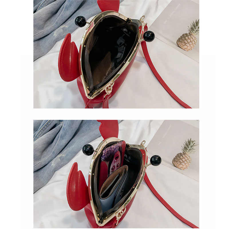 Crab Shape Handbag Novelty Detachable Shoulder Bag Women's Satchel-Red