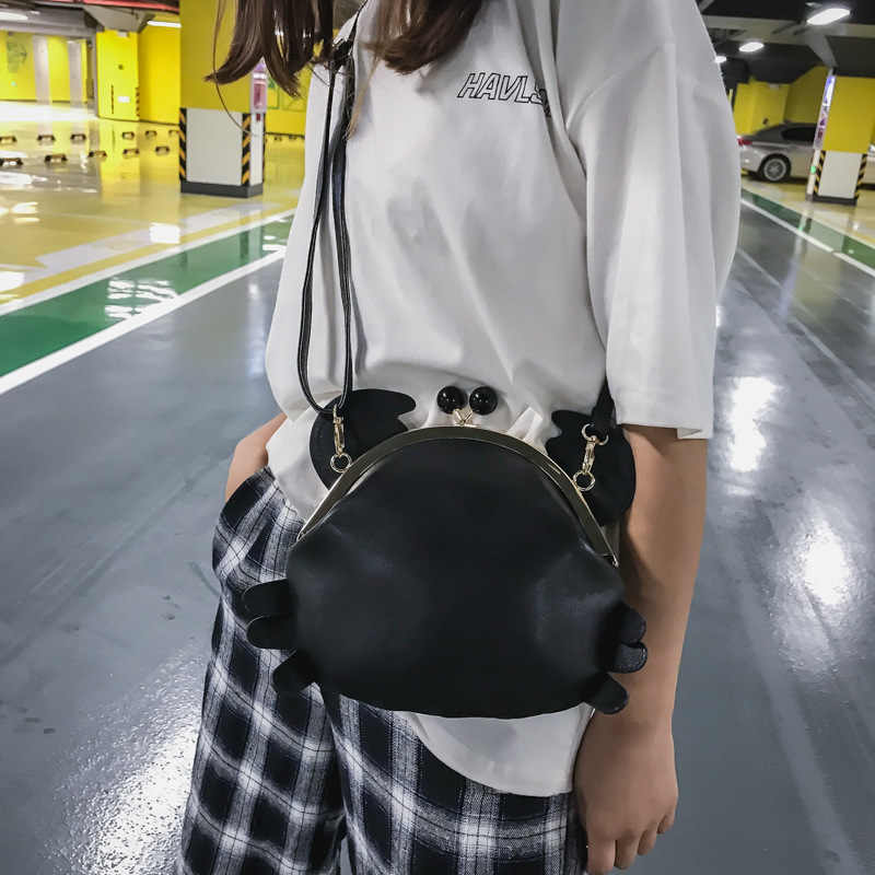 Crab Shape Handbag Novelty Detachable Shoulder Bag Women's Satchel-Black