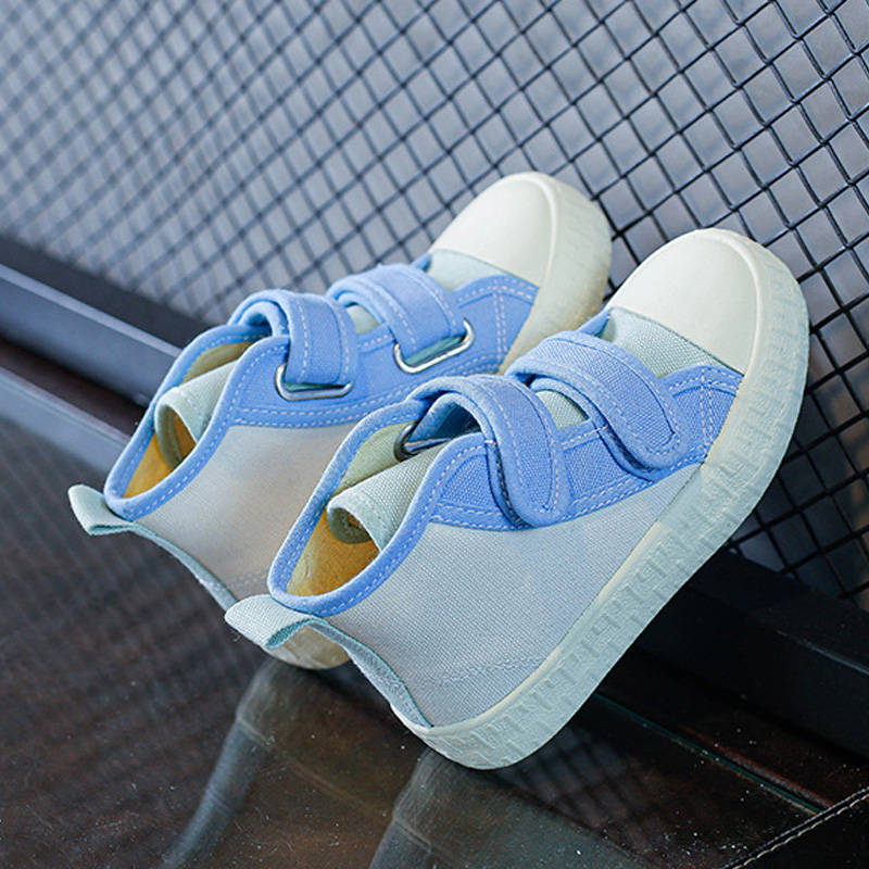 Unisex-Child Canvas Sneakers High Top Velcro Closure Boots-Blue