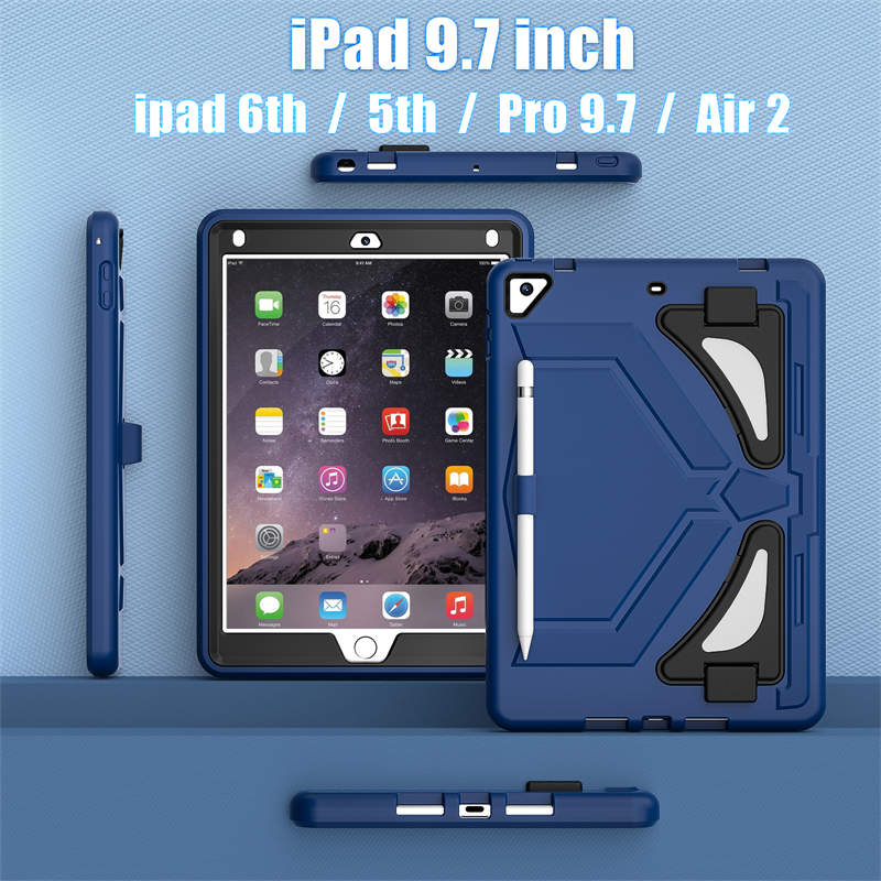 Tablet Case Rugged with Kickstand for iPad 6th/5th Generation 2018/2017-NavyBlue