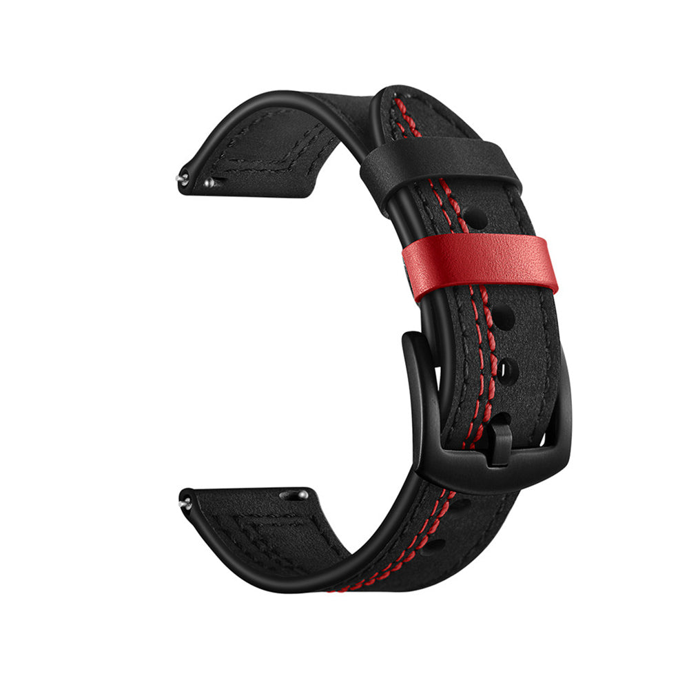 Fashion 7 Line Style Leather Watch Band For Samsung Galaxy Watch 42/46mm Gear S3 Frontier/Classic(Black)