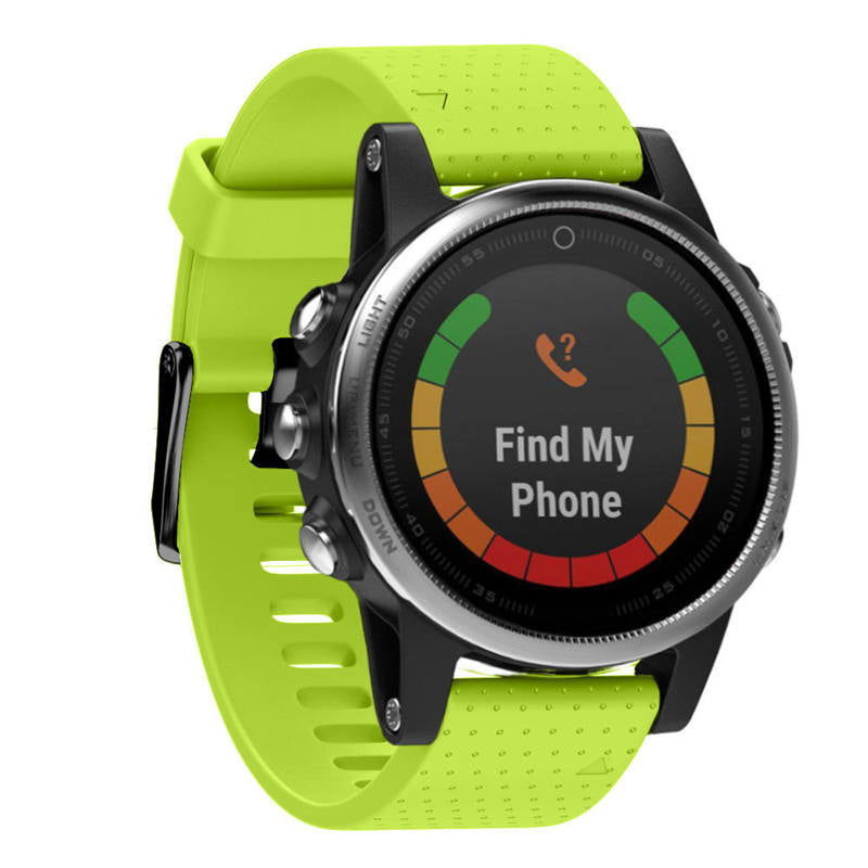 Watch Band For Garmin Fenix Fenix 5S/ 5S Plus/6S/ 6S Pro Soft Silicone 20mm Replacement Strap Black Steel Buckle-Lime