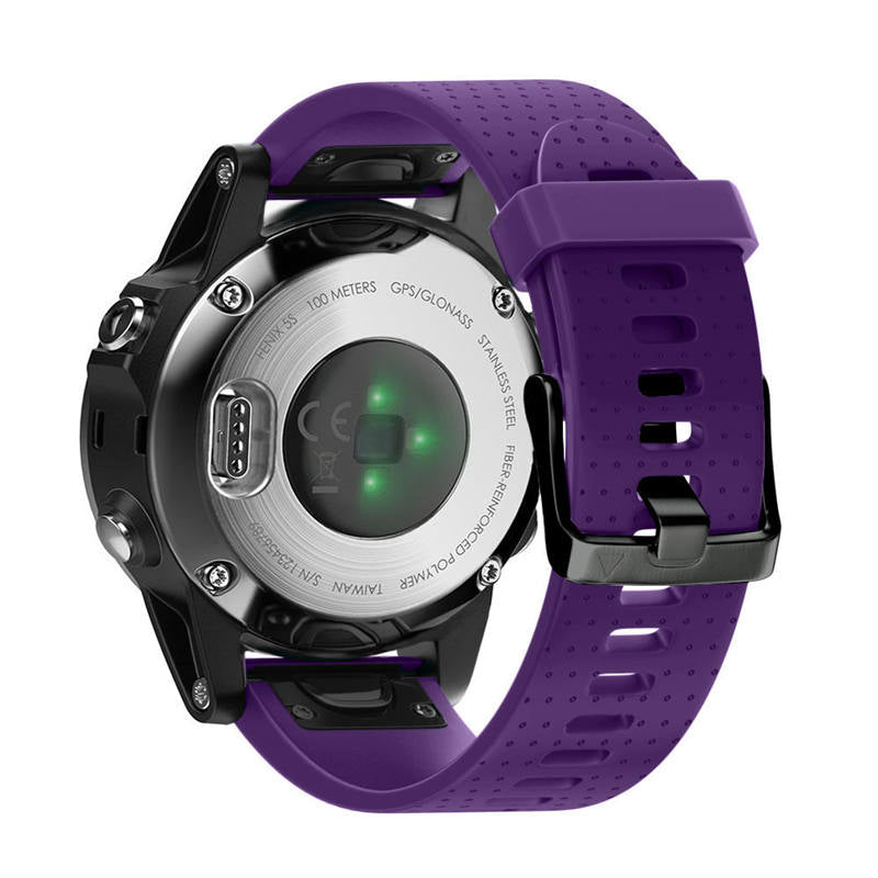 Watch Band For Garmin Fenix Fenix 5S/ 5S Plus/6S/ 6S Pro Soft Silicone 20mm Replacement Strap Black Steel Buckle-Purple