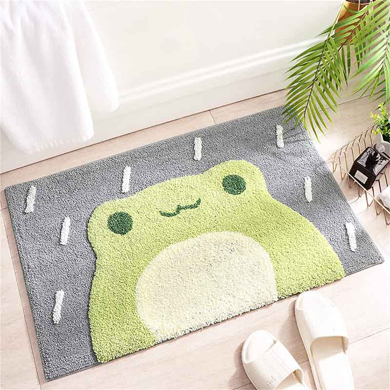 Durable Indoor Soft Front Door Rug, Water-Absorbing and Anti-Skid, Suitable for Bathroom Door, Indoor, Entry Mat (Little Frog)