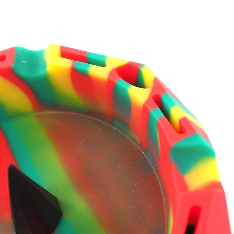 Geometric Silicone Ashtray Eco-Friendly Portable Unbreakable Tabletop Tray for Cigarettes Cigar -Green+Red+Yellow