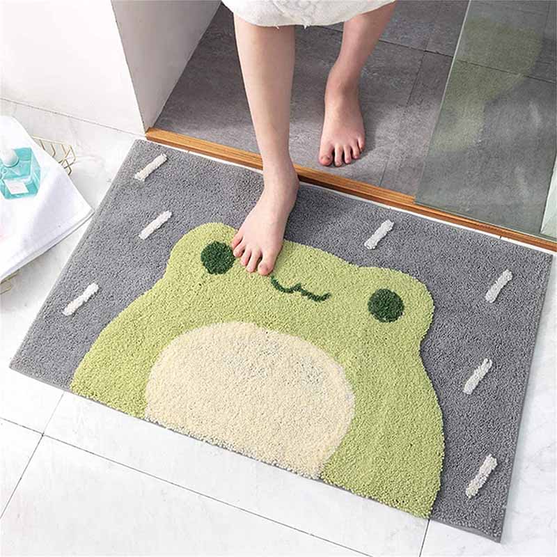 Durable Indoor Soft Front Door Rug, Water-Absorbing and Anti-Skid, Suitable for Bathroom Door, Indoor, Entry Mat (Little Frog)