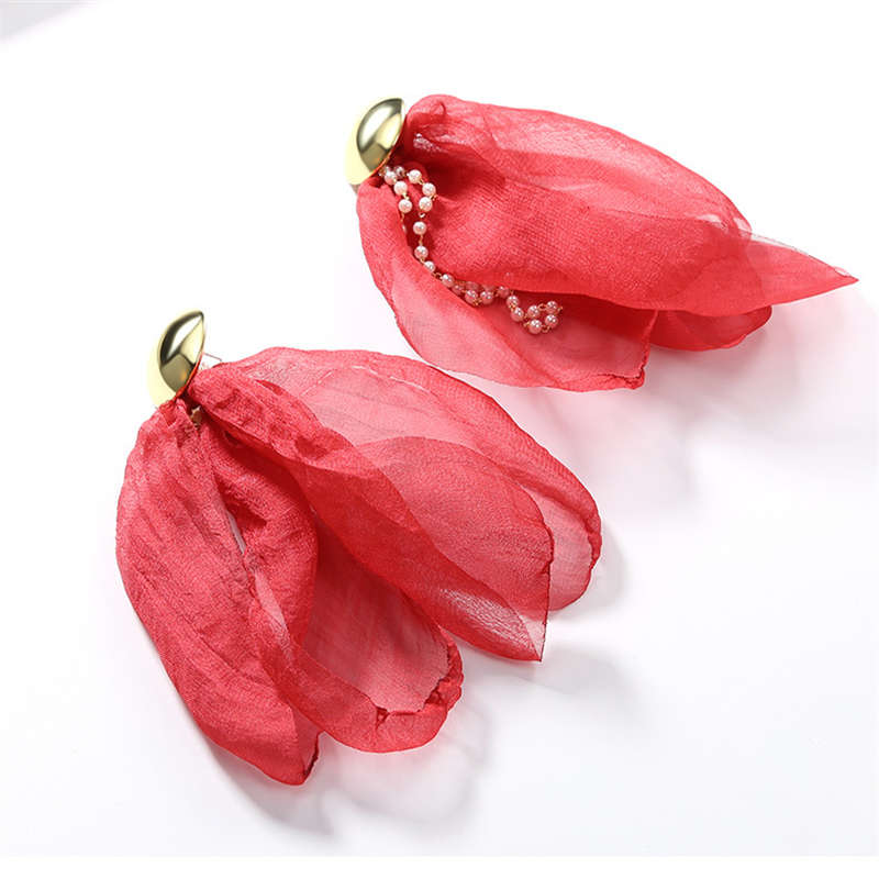 2 Pairs Women Fringe Long Floral Dangle Earrings-D