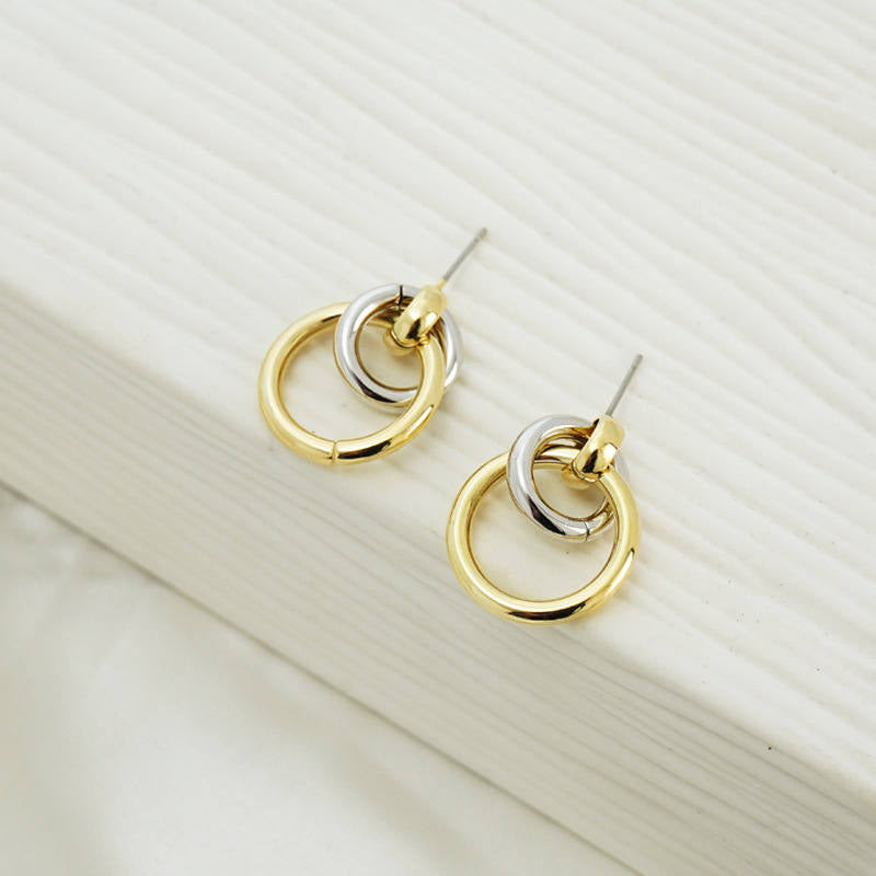 Simple Intertwining Double Circle Earrings For Women