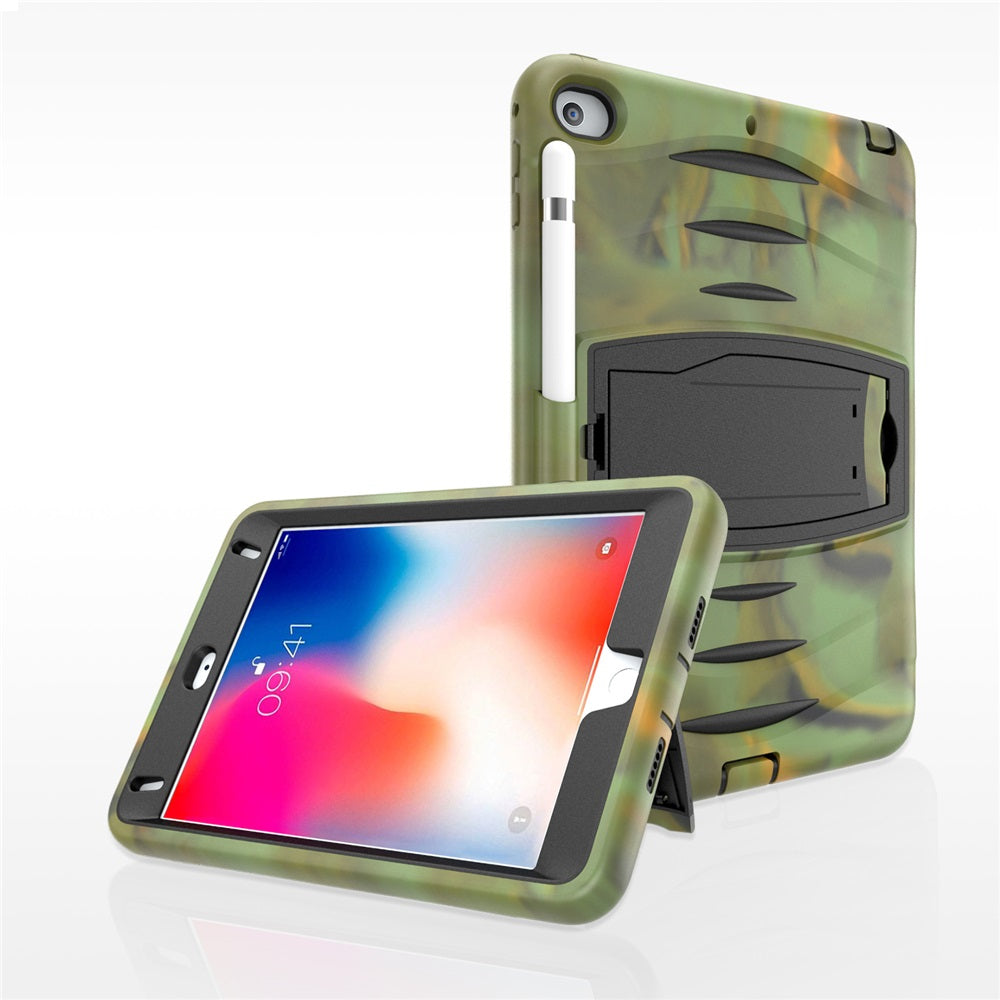 Shock Wave Design Kickstand Case Heavy Duty Rugged Anti-Fall Protection With Pencil Holder For 7.9inch iPad Mini 4/5-Camouflage