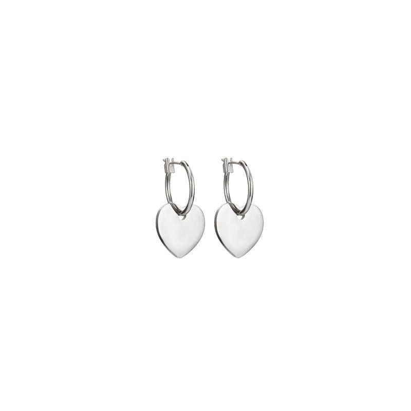 Heart Pendant Necklace Bracelet Earrings 3 Piece Set-Silver