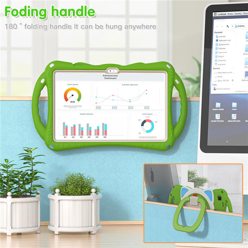 CatB Samsung Tablt Case for Tab A7 10.4 T500/T505/T507/T505N Shockproof Shoulder Strap Handle Stand-Green
