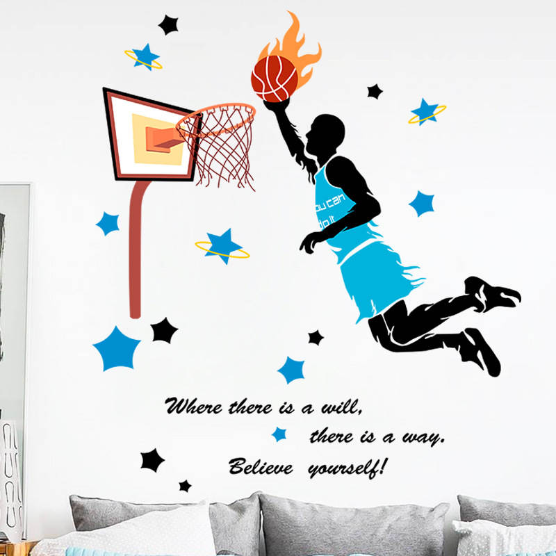 Basketball Players Slam Dunk Silhouette Wall Stickers for Kids Room Home Decoration