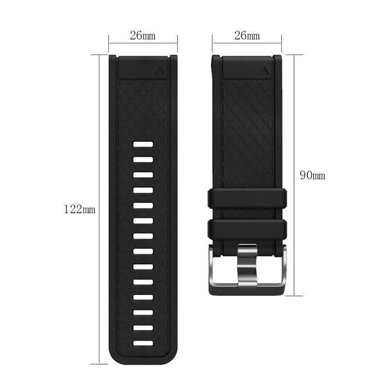 Soft Silicone Watch Strap For Garmin Fenix 2 Easy Fit 26mm Width Smart Watch Accessories Black Buckle-Dark Blue