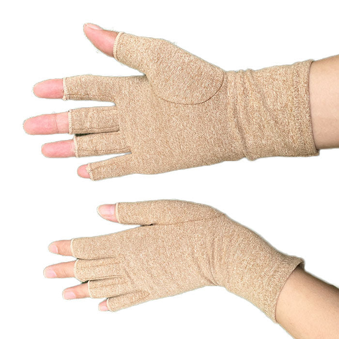 Winter Half Finger Outdoor Sport Driving Riding Cotton Breathable Gloves-Brown-LYX-08062-2