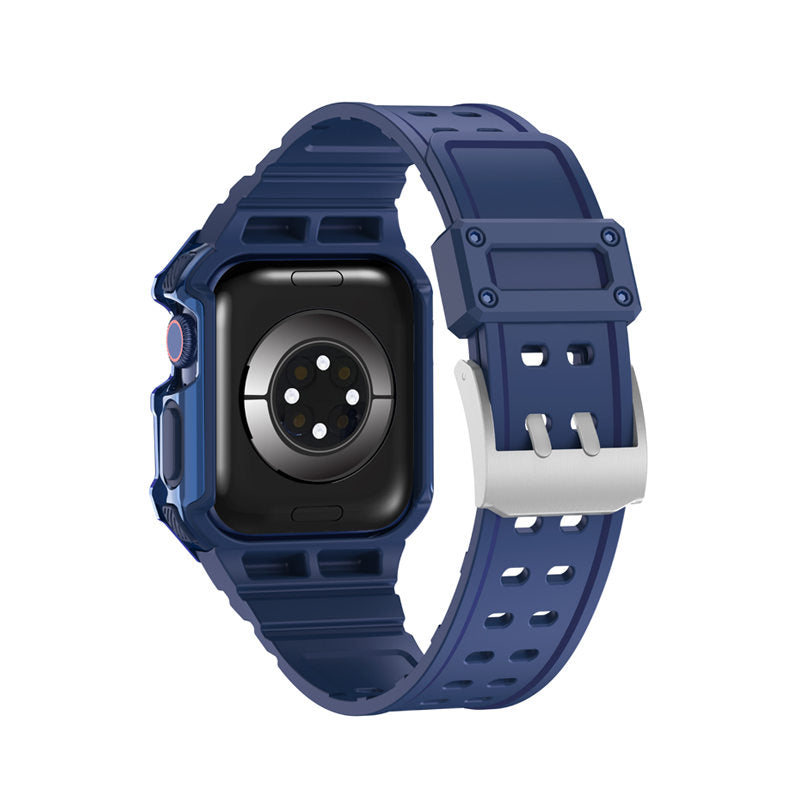 Sport Rugged Watchbands with Bumper Case Compatible for Apple Watch-All Blue