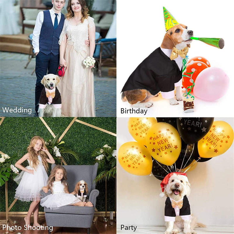 Dog Tuxedo Formal Dog Shirt Costume Wedding Attire Party Bow Tie Suit