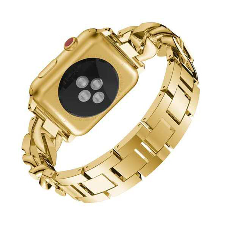 DP Bling Watch Band Stainless Steel Wristbands for Apple iWatch Series 1/2/3/4/5/6/SE For Women-Gold