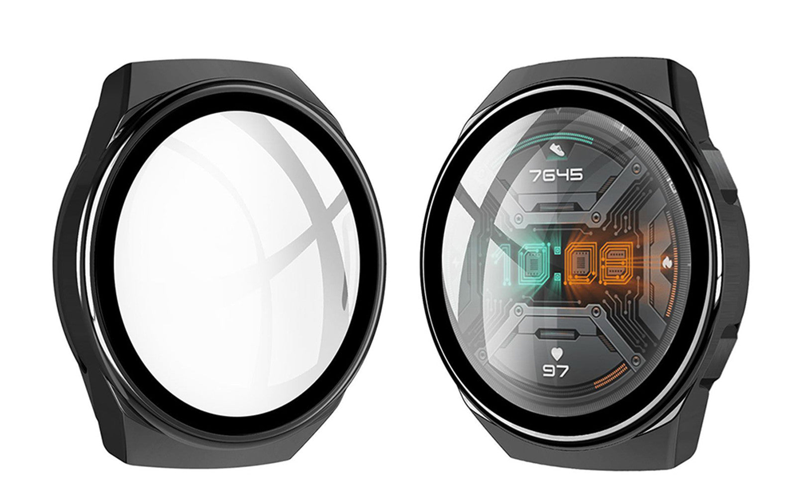 PC + Glass Full Cover WatchCase For Huawei Watch GT2E-Black