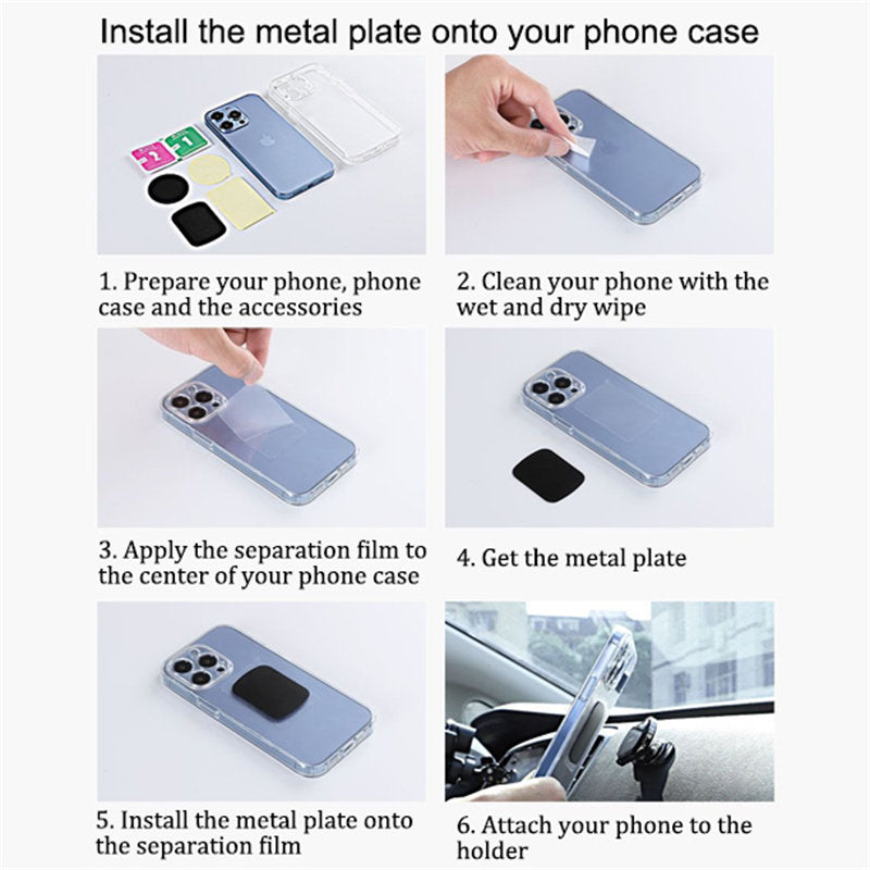 Car Phone Mount Magnetic Dashboard Alloy Fits Samsung iPhone etc