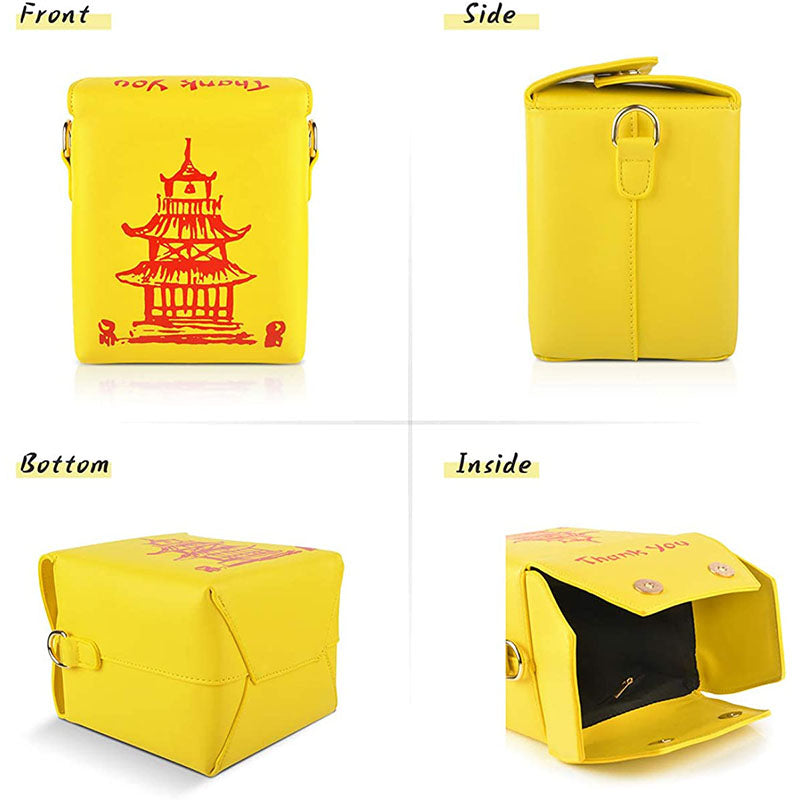 Fashion Crossbody Bag Chinese Takeout Box Style Clutch Bag for Girl-Yellow