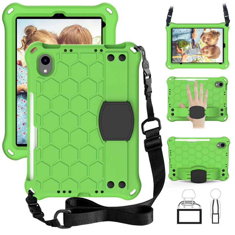 Hive iPad Case For iPad Mini 6 Durable Stand Cover With Shoulder Strap-GreenBlack