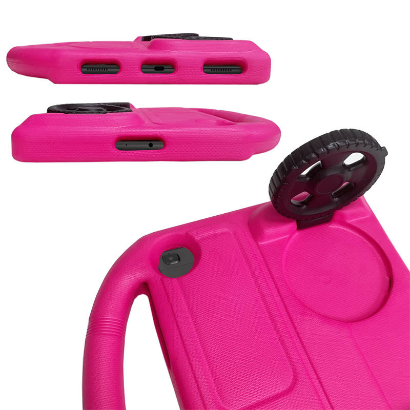 Wheel Samsung Tablet Case For Tab A 10.1 T510/T515(2019) Shockproof Stand Cover With Handle Stand-Rose