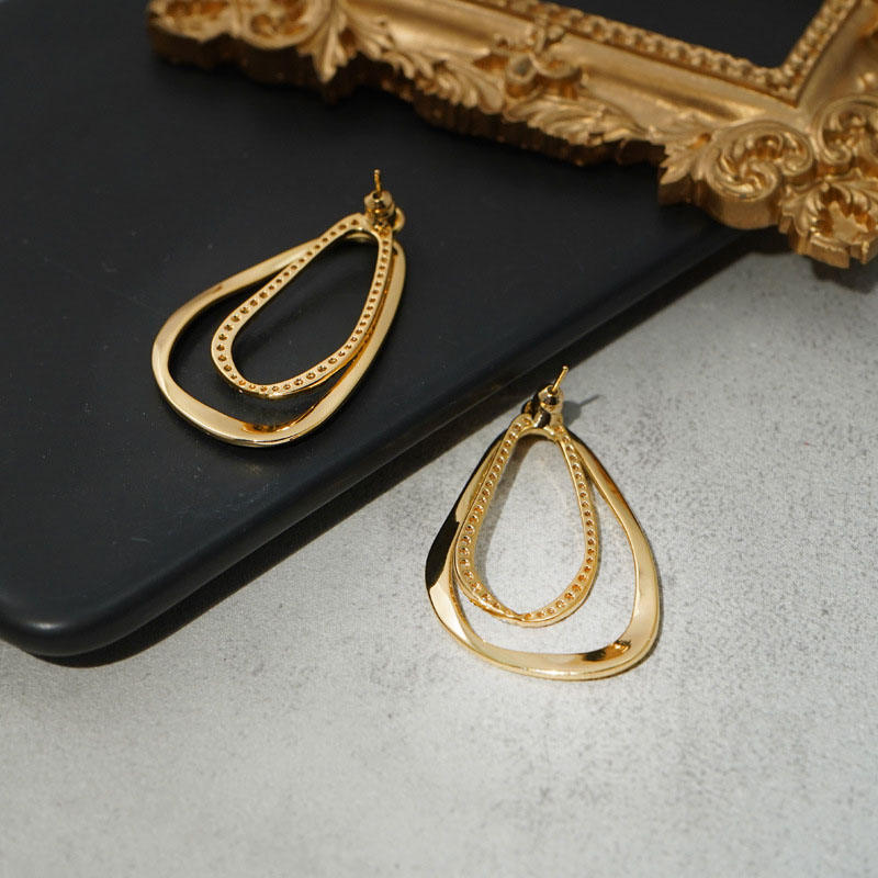 Double Hoop Curved Statement Earrings for Women
