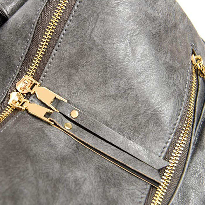 Women's Fashion Purse Backpack Multipurpose Design Backpack PU Leather Travel bag-Gray