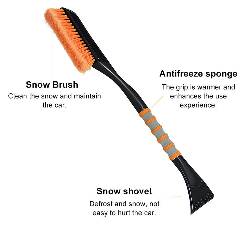 2 in 1 Detachable Snow Brush Ice Scraper with Ergonomic Foam Grip for Cars Trucks-Orange