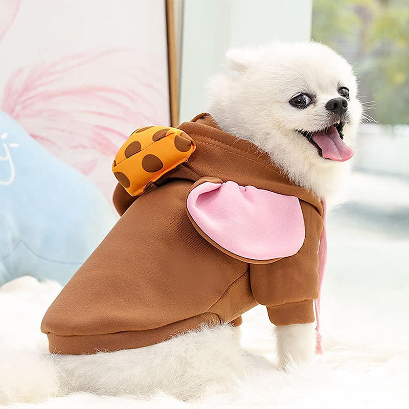 Dogs Hoodie Sweatshirt Big Ear Mouse Warm Coat for Small Medium Dog-Brown