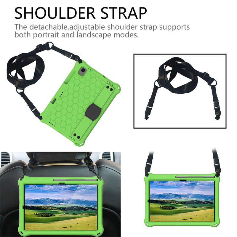 Hive SamSung Tablet Case For Sansung S6 10.5 (2019)/ S5E(2019)/Tab A7 (2020) Durable Stand Cover With Shoulder Strap-GreenBlack