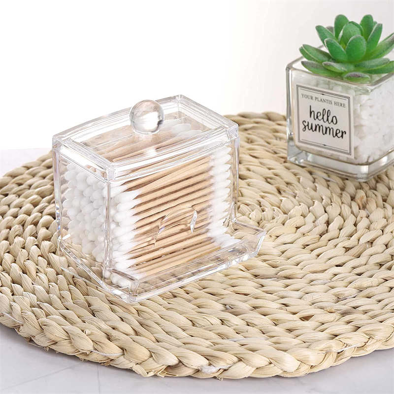 Cotton Swab Pads Holder Cotton Buds Ball Dispenser Organizer Box Clear Acrylic Cotton Pad Container
