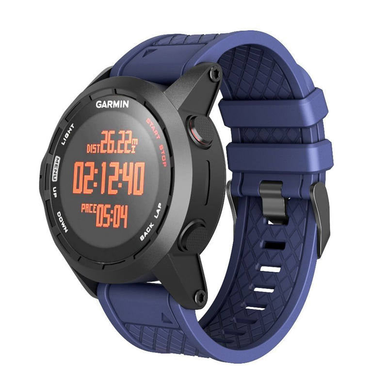 Soft Silicone Watch Strap For Garmin Fenix 2 Easy Fit 26mm Width Smart Watch Accessories Black Buckle-Dark Blue