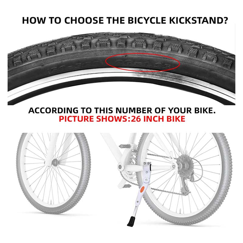 Adjustable Bike Kickstand Aluminum Rear Side Bicycle Stand for Bike 22inch-27inch-White