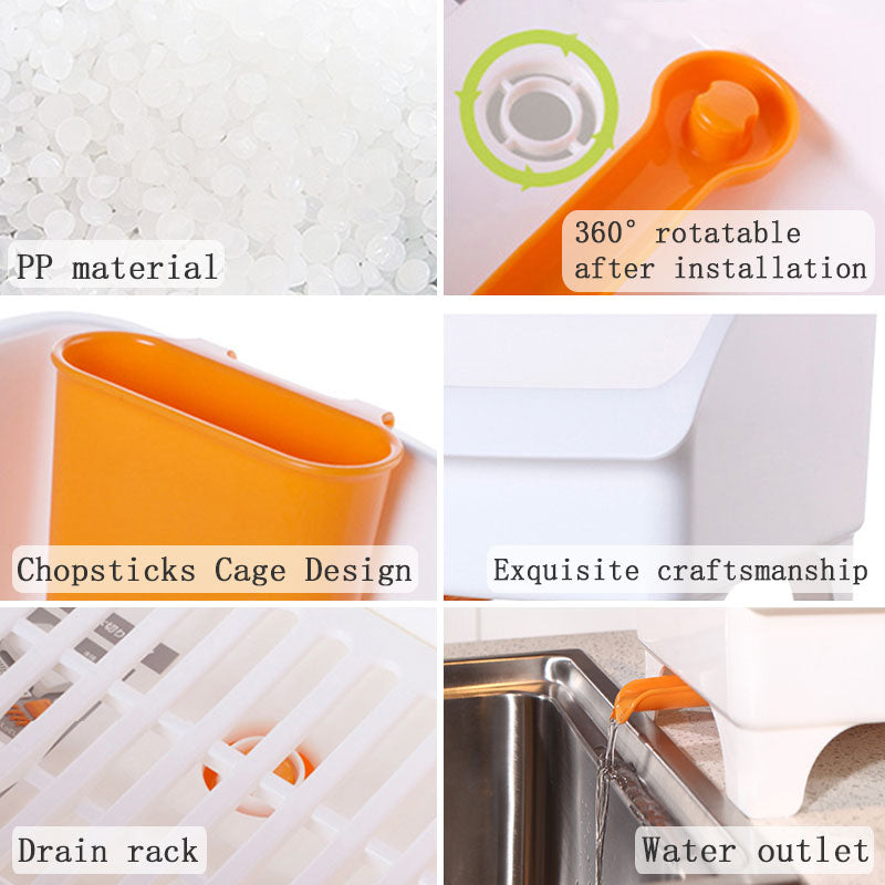 Dish Draining Rack Plastic Kitchen Cutlery Storage Organizer