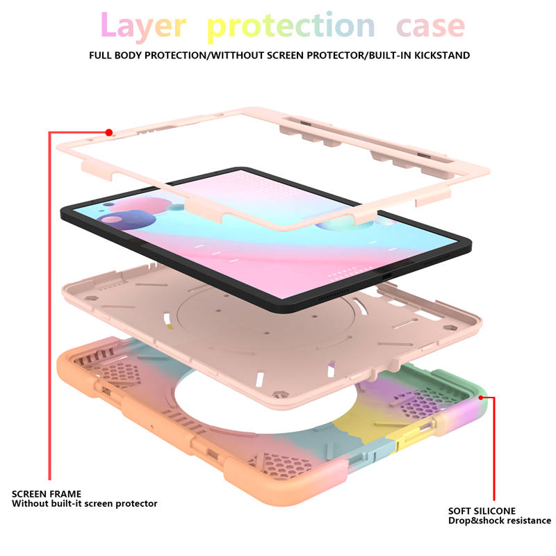 iPad Case For iPad Pro 11/Air 4 with 360¡ãSwivel Stand-Colorful Rose Gold